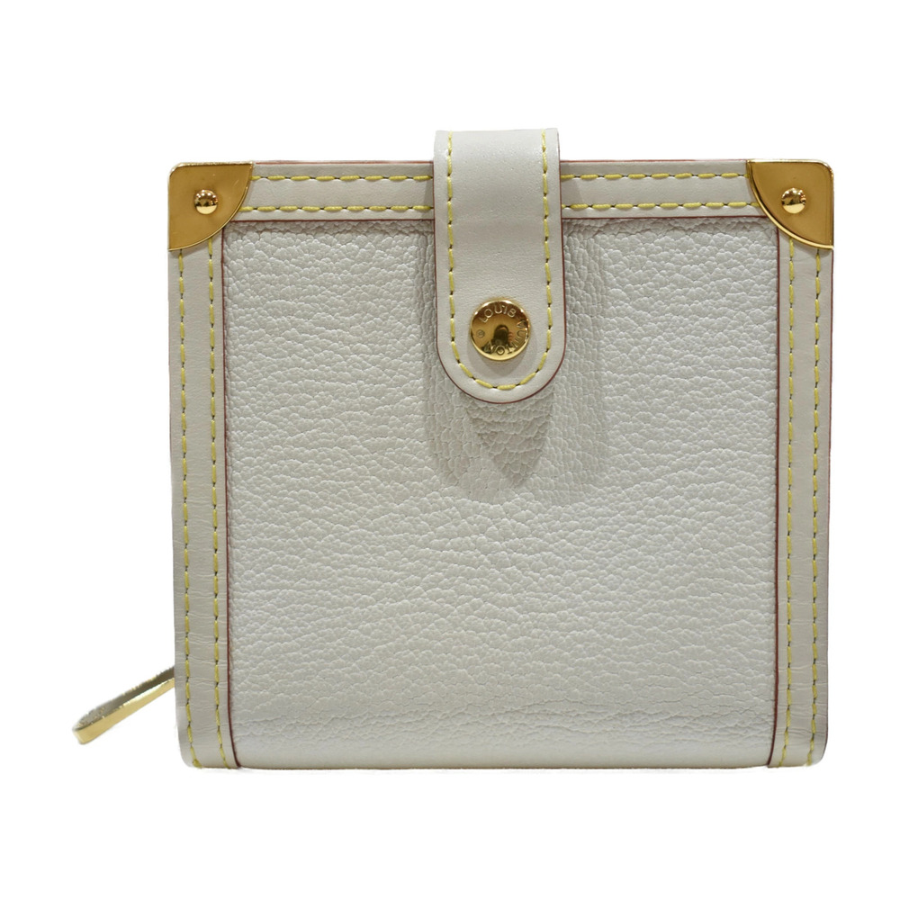LOUIS VUITTON Compact Zip Suhali Blanc White Ivory White Bi fold Wallet Folding